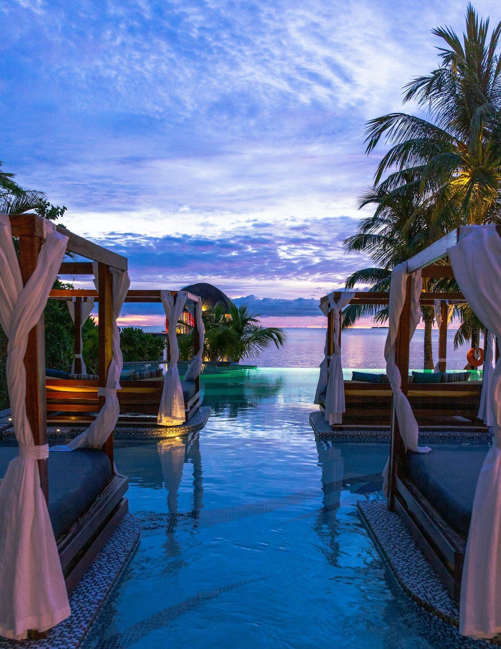 A pool at dusk